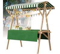 SAYEYBU Chariot Alimentaire Portable avec Auvent, éTal De Marché Pliable, Chariot De Vendeur en Bois, pour La Vente Ambulante en ExtéRieur : Pop-Corn, Desserts Et Jouets,12,120 * 60cm withwheels