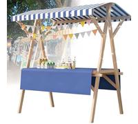 SAYEYBU Chariot Alimentaire Portable avec Auvent, éTal De Marché Pliable, Chariot De Vendeur en Bois, pour La Vente Ambulante en ExtéRieur : Pop-Corn, Desserts Et Jouets,05,120 * 60cm