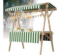 SAYEYBU Chariot Alimentaire Portable avec Auvent, éTal De Marché Pliable, Chariot De Vendeur en Bois, pour La Vente Ambulante en ExtéRieur : Pop-Corn, Desserts Et Jouets,06,150 * 60cm withwheels