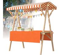 SAYEYBU Chariot Alimentaire Portable avec Auvent, éTal De Marché Pliable, Chariot De Vendeur en Bois, pour La Vente Ambulante en ExtéRieur : Pop-Corn, Desserts Et Jouets,04,120 * 60cm withwheels