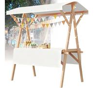 SAYEYBU Chariot Alimentaire Portable avec Auvent, éTal De Marché Pliable, Chariot De Vendeur en Bois, pour La Vente Ambulante en ExtéRieur : Pop-Corn, Desserts Et Jouets,07,120 * 60cm