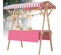 SAYEYBU Chariot Alimentaire Portable avec Auvent, éTal De Marché Pliable, Chariot De Vendeur en Bois, pour La Vente Ambulante en ExtéRieur : Pop-Corn, Desserts Et Jouets,02,150 * 60cm withwheels