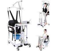 SAYEYBU Fauteuil De Soins Infirmiers avec Harnais, Fauteuil De Transfert Releveur à Hauteur RéGlable, Dispositif D'Aide Au DéPlacement pour Personnes HandicapéEs,Electric