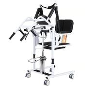SAYEYBU Fauteuil De Transfert Hydraulique pour Personnes âGéEs, Fauteuil Roulant De Chevet Multifonctionnel, LèVe-Personne De Transfert avec Pot, SièGe Divisé à 180°,Orange