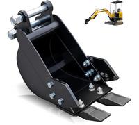 SAYEYBU Godet éTroit pour Creuser, Gobelet éTroit De 200 Mm, Accessoires pour Mini-Pelle De 200 Mm, Gobelet MéTallique pour TranchéE, avec Dents MéTalliques,Noir