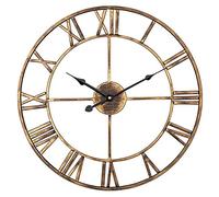 SAYEYBU Grandes Horloges Murales sans Tic-Tac, Horloges à Chiffres Romains, Horloges Murales Industrielles EuropéEnnes, pour La DéCoration Maison, Cuisine, Salon, Bureau,d'or,45cm