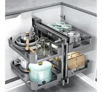 SAYEYBU Meuble d'angle De Cuisine, Organisateur Coulissant, avec 4 Paniers Et éTagèRes Coulissantes, Organisateur De Rangement Extensible, pour Placard De Garde-Manger,700cabinet