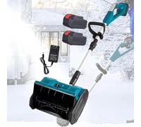 SAYEYBU Pelle à Neige sans Fil à Piles, Souffleuse à Neige éLectrique Pliable, avec Direction RéGlable Et Manche TéLescopique, pour éColes, Routes Et AlléEs,Bleu,2 Battery