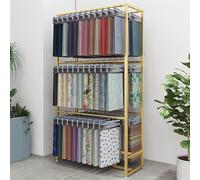 SAYEYBU PréSentoir D'éChantillons De Tissus Double Face Autoportant, Organiseur D'éChantillons De Textiles Et De Rideaux en MéTal, pour Salles D'Exposition Et Studios,d'or,100cm