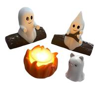 SAYEYBU Veilleuse FantôMe Feu De Camp, Veilleuse Halloween, Jolie Statue Effrayante Et Confortable, pour CheminéE Ou Bureau, DéCoration Halloween Amusante FantôMes,04