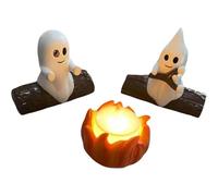 SAYEYBU Veilleuse FantôMe Feu De Camp, Veilleuse Halloween, Jolie Statue Effrayante Et Confortable, pour CheminéE Ou Bureau, DéCoration Halloween Amusante FantôMes,01