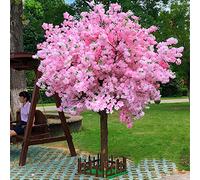 SayfuR Arbres de Fleur de Cerisier artificiels de Simulation Rose Clair Fleur de la Suite des Feuilles artificielles pour Le Mariage Moderne décoration extérieure intérieure Rose - 2m