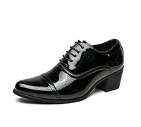 SayfuR Chaussures Oxford for Hommes à Lacets à Bout Pointu Brogue Cap Toe en Cuir PU Chaussures à Talons Hauts Antidérapantes Talon Bloc Classique(44 EU)
