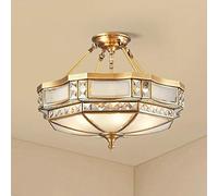 SAyfur Plafonnier Style Européen Chambre Plafonnier Luxe Tout Bronze Lampes Suspendues Cristal L'étude Allée Semi-remorque Lustre Hall Plafonnier Lustre (Color : 46 * 31) Full of Stars