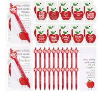 Sayglossy 30 Sets Teacher Appreciation Gifts 10 Styles Spiral Notebook Thank You Gift for Teachers Inspirational Journal with Apple Ballpoint Pen Thank You Card Office Supplies for Teacher Colleague