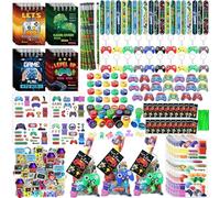 Sayglossy Lot de 331 accessoires de fête pour jeux vidéo comprenant des sacs cadeaux, des crayons, un taille-crayon, des bracelets, des bagues, des porte-clés, des tatouages, des autocollants de jeu