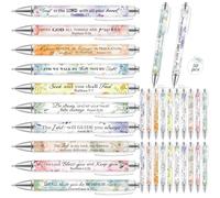 Sayglossy Lot de 50 stylos à bille rétractables avec verset de la Bible - Cadeau chrétien - Citations inspirantes - Fournitures de fête - Pour femme, homme, collègue, travail, activité de bureau