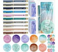 Sayglossy Lot de 50 stylos à encre gel pour femme - Cadeaux chrétiens de Noël - Verset de la Bible - Miroir compact - Marque-pages d'urgence pour mère, grand-mère, fille, groupe d'étude biblique