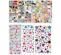 SAYHALO Lot de 687 Autocollants Décoratifs en Vinyle Imperméable, Stickers et Strass Brillants pour Femmes et Hommes, Journal, Carnet, Ordinateur, Gourde
