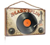 Sayings On Wooden Signs Vintage Vinyl Vibes : Mard Splin Record Player Panneau Bois Décoration à Suspendre Décor Maison Store Décoration (20 x 30 cm)