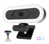saylas Webcam 2K avec lumières, webcam HD pour PC, webcam 2K @ 60 fps avec microphone, champ de vision à 65°, mise au point automatique, suppression du bruit, cache de confidentialité, caméra Web pour