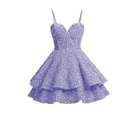 SAYNO Robe courte à paillettes pour adolescentes, corset étincelant, robe de soirée, de cocktail, lilas, 34