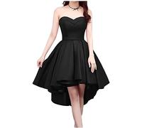 SAYNO Robe courte de bal de fin d'année en satin pour enfant, Noir , 38