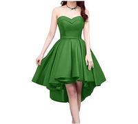 SAYNO Robe courte de bal de fin d'année en satin pour enfant, Vert, 38