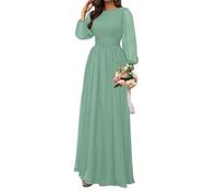 SAYNO Robe de demoiselle d'honneur en mousseline de soie pour femme, robe de cocktail froncée, robe de bal, grande taille, Eucalyptus, 50 Grande taille