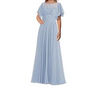 SAYNO Robe de mère de la mariée avec appliques en dentelle pour robes de bal de fin d'année, robes de cocktail en mousseline de soie, grande taille, lavande, 38