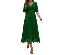 SAYNO Robe de mère de la mariée en dentelle pour robes de bal de mariage robes de cocktail plissées grande taille, vert émeraude, 48