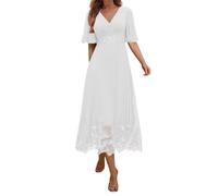SAYNO Robe de mère de la mariée en dentelle pour robes de bal de mariage robes de cocktail plissées grande taille, blanc, 60 Grande taille