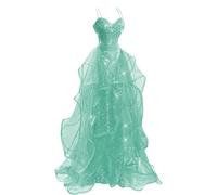 SAYNO Robe de soirée formelle à paillettes scintillantes pour femme, robe de bal de fin d'année, robe de cocktail, grande taille, vert menthe, 44