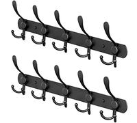 SAYONEYES Lot de 2 porte-manteaux muraux avec 5 crochets à trois manteaux pour suspendre - 40,6 cm en acier inoxydable SUS304 - Finition mate - Étanche - Crochets muraux pour salle de bain, chambre à