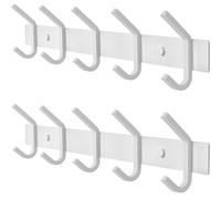 SAYONEYES Lot de 2 porte-manteaux muraux blancs de 38,1 cm en acier inoxydable avec 5 crochets doubles robustes pour entrée, salle de bain, chambre à coucher, serviettes, chapeaux