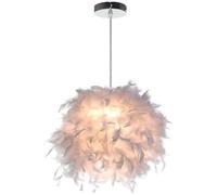 Sayoo Ø25cm Lustre de Suspension pratique et léger boule en plumes véritables cousues main blanc Avec câble (Ampoule inclus)