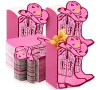 Saypacck Lot de 48 boîtes à popcorn de cowboy de l'Ouest - Boîtes à popcorn décoratives pour bottes ou nœuds pour révéler le sexe de mon premier rodéo, décoration de table de fête d'anniversaire (rose