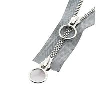 SAYTAK Fermeture éclair Double 5# Fermeture éclair métallique Longue 70/90 cm à Double Curseur, Double Sens, for Vestes, kit de réparation, Boucle de Rechange, matériel de Couture(Gray,90cm)