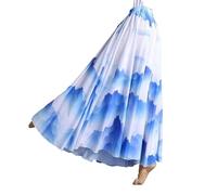 SAYTAK Jupe Tournante en Mousseline Jupe de Danse de Ballet en Mousseline de Soie, élégante, Peinture, Costume de Danse Classique, Jupe d'entraînement, Grande balançoire(360 Degree (Blue),85cm)