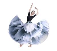 SAYTAK Jupe Tournante en Mousseline Jupe de Danse de Ballet en Mousseline de Soie, élégante, Peinture, Costume de Danse Classique, Jupe d'entraînement, Grande balançoire(540 Degree (Grey),90cm)