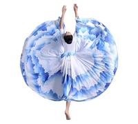 SAYTAK Jupe Tournante en Mousseline Jupe de Danse de Ballet en Mousseline de Soie, élégante, Peinture, Costume de Danse Classique, Jupe d'entraînement, Grande balançoire(720 Degree (Blue),90cm)