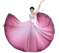 SAYTAK Jupe Tournante en Mousseline Jupe de Danse élégante for Femmes, Robe Longue de Performance de Danse carrée, Taille élastique, Grande balançoire en Mousseline de Soie(Gray,S)