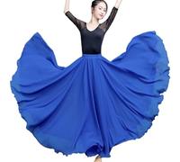 SAYTAK Jupe Tournante en Mousseline Robe de Danse Classique en Mousseline de Soie à Double épaisseur et à Grande balançoire à 720 degrés(Blue,Length 90)