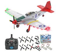 SAYZON Avion Radiocommandé P51D Mustang 5 Canaux 3D/6G sans Balais, Idéal pour Adultes et Débutants, Avion Acrobatique à Voilure Fixe 2,4 GHz avec Hélices et Batterie de Rechange (2BS+LED)