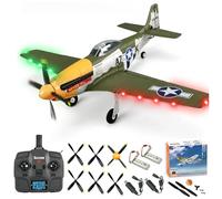 SAYZON Avion RC 3D/6G 5 canaux P51D Mustang avec radiocommande 2,4 GHz, Avion Télécommandé pour Adultes et Débutants Hélice et Batterie de Rechange Incluses (2BS+LED)