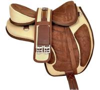 Sazaar Tack Selle de Cheval synthétique Freemax sans Arbre, avec Sangle Assortie et Paire d'étriers en Aluminium ST-002