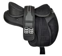 Sazaar Tack Selle de Cheval synthétique Freemax sans Arbre, avec Sangle Assortie et Paire d'étriers en Aluminium ST-001