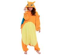 SAZAC Kigurumi - Pokémon - Charizard - Combinaison Halloween - Adulte - Taille Unique - Orange