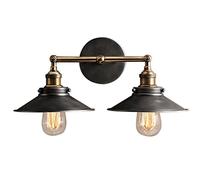 SAZDFY Vintage Industrial Appliques Murales,e27 Douille Montage Encastré Rétro Nuances Double Feux Métal Lampe Salle De Bain Chambre à Coucher Porche Escaliers Luminaire Sans Ampoules.-diamètre 22cm