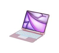 Sazfli Coque Clavier pour iPad Air 11" M3/M2 (2025/2024), Air 5/4, Pro 11" 1ère-4ème Génération - Magnétique Détachable, Pavé Tactile, Rétroéclairage 7 Couleurs, USB-C, QWERTY International, Rose